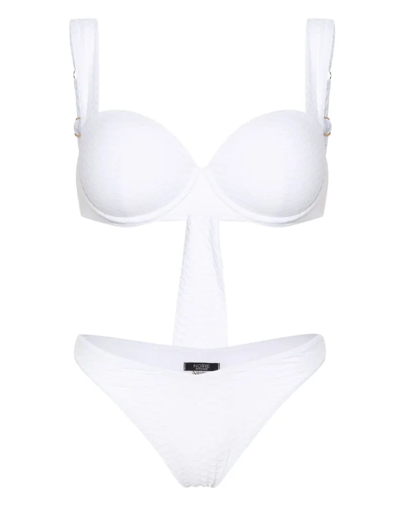 Noire Swimwear Nikki Bikini mit Schlangenleder-Optik - Weiß Weiß