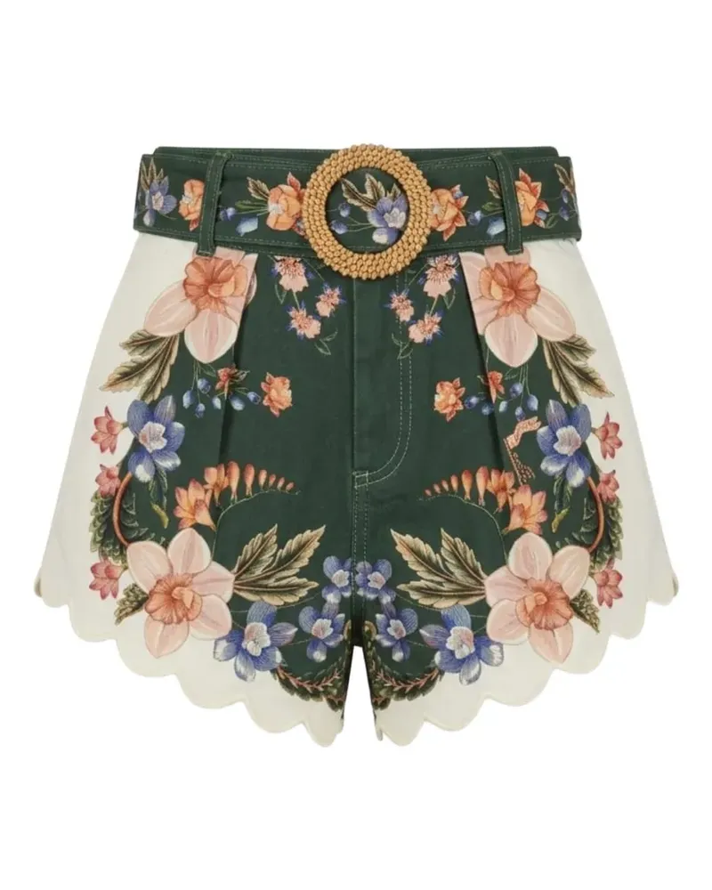 FARM Rio Shorts mit Blumenprint - Grün Grün