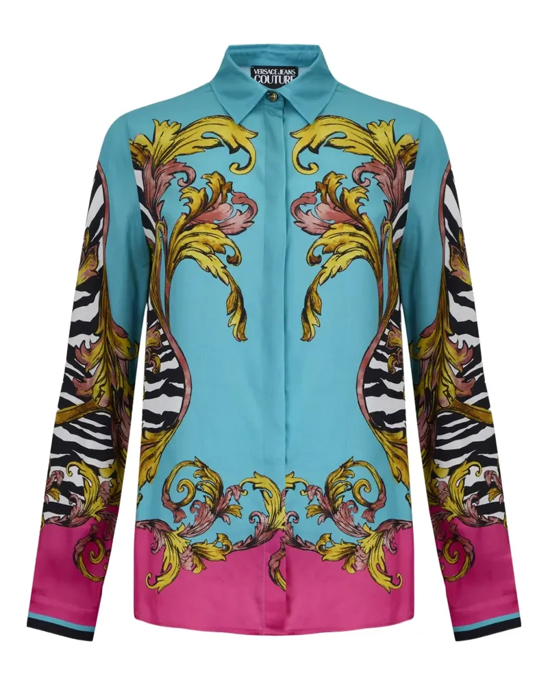 Versace Jeans Hemd mit Barock-Print - Blau Blau