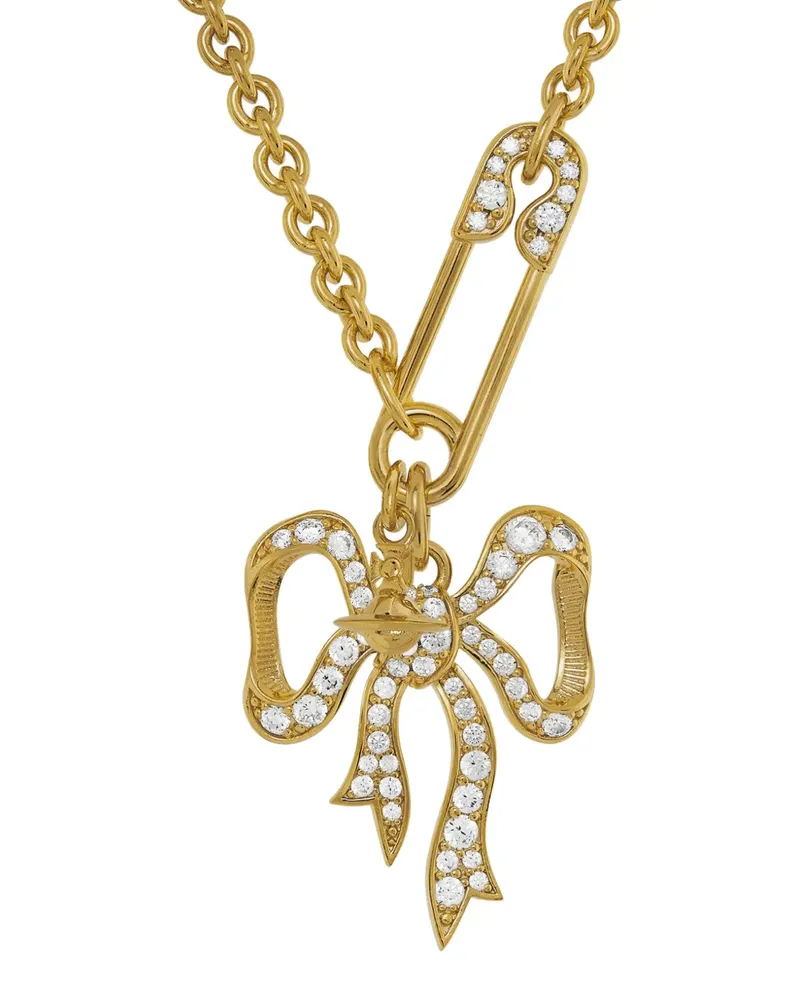 Vivienne Westwood bow safety pin necklace - Gold Gold