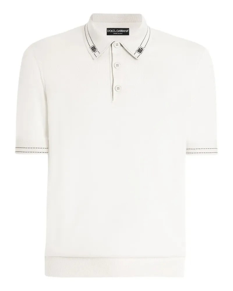 Dolce & Gabbana Poloshirt mit Logo-Besatz - Weiß Weiß