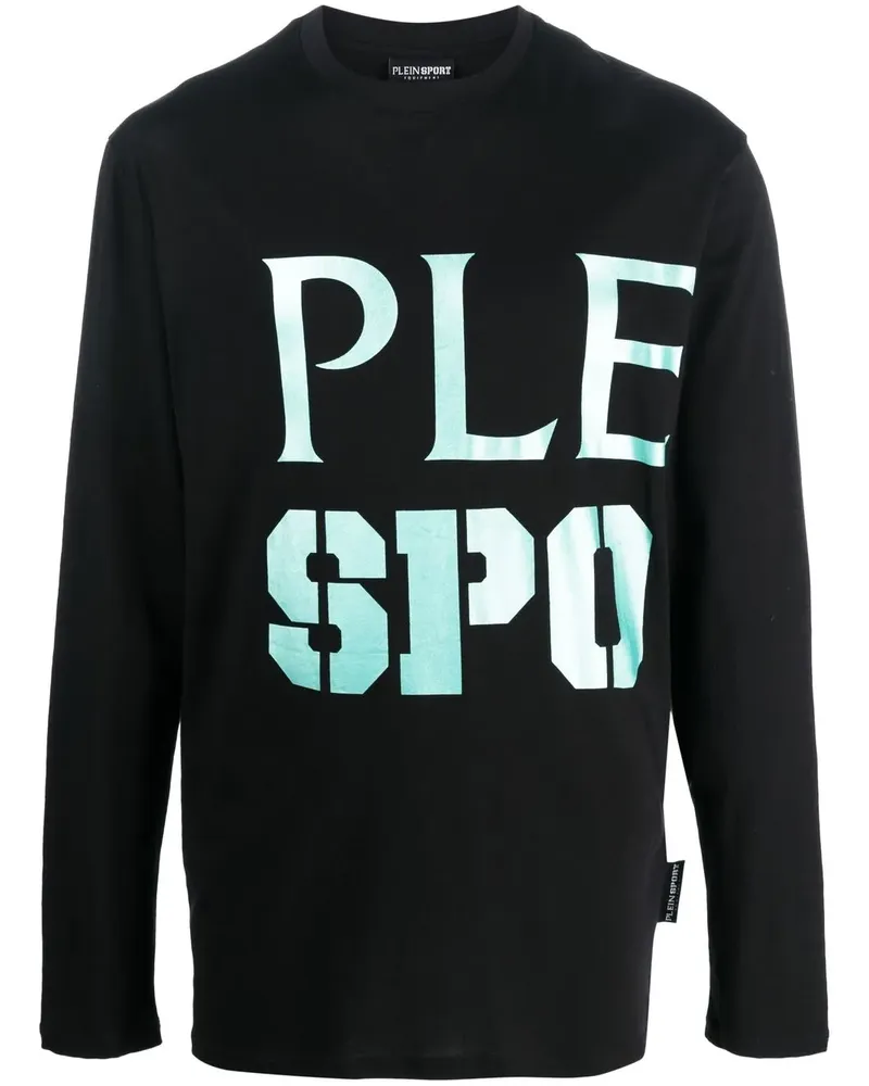 Philipp Plein Langarmshirt mit Logo-Print - Schwarz Schwarz