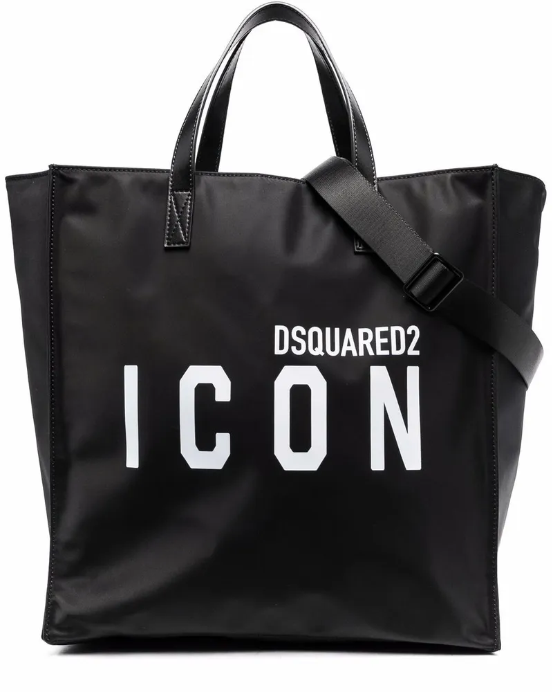 Dsquared2 Schultertasche mit Logo-Print - Schwarz Schwarz