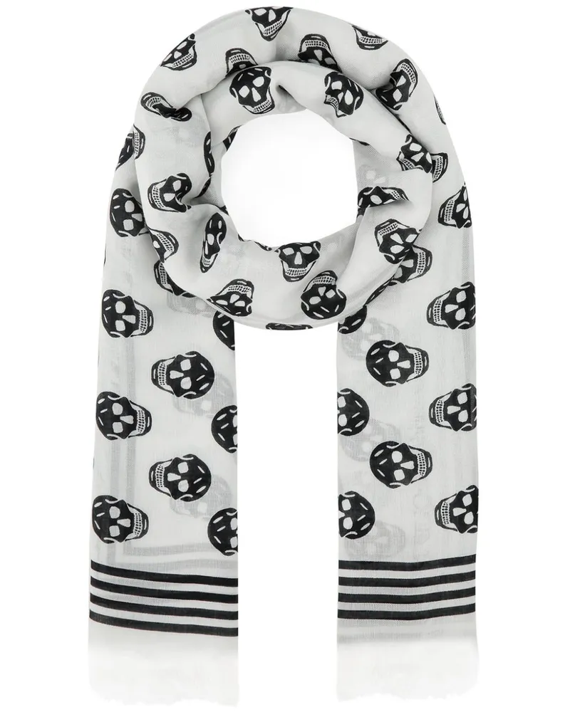 Alexander McQueen Schal mit Totenkopf-Print - Weiß Weiß