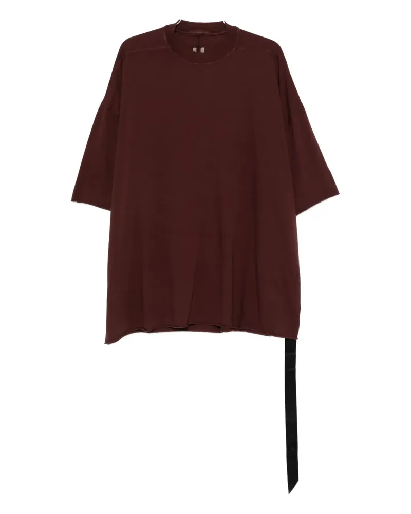 DRKSHDW by Rick Owens raw-cut ribbon-detail t-shirt - Rot Rot