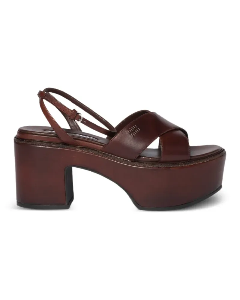 Miu Miu leather platform sandals - Braun Braun