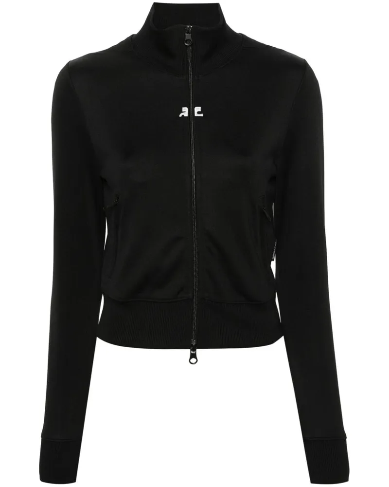 Courrèges Sweatshirtjacke mit Logo-Patch - Schwarz Schwarz