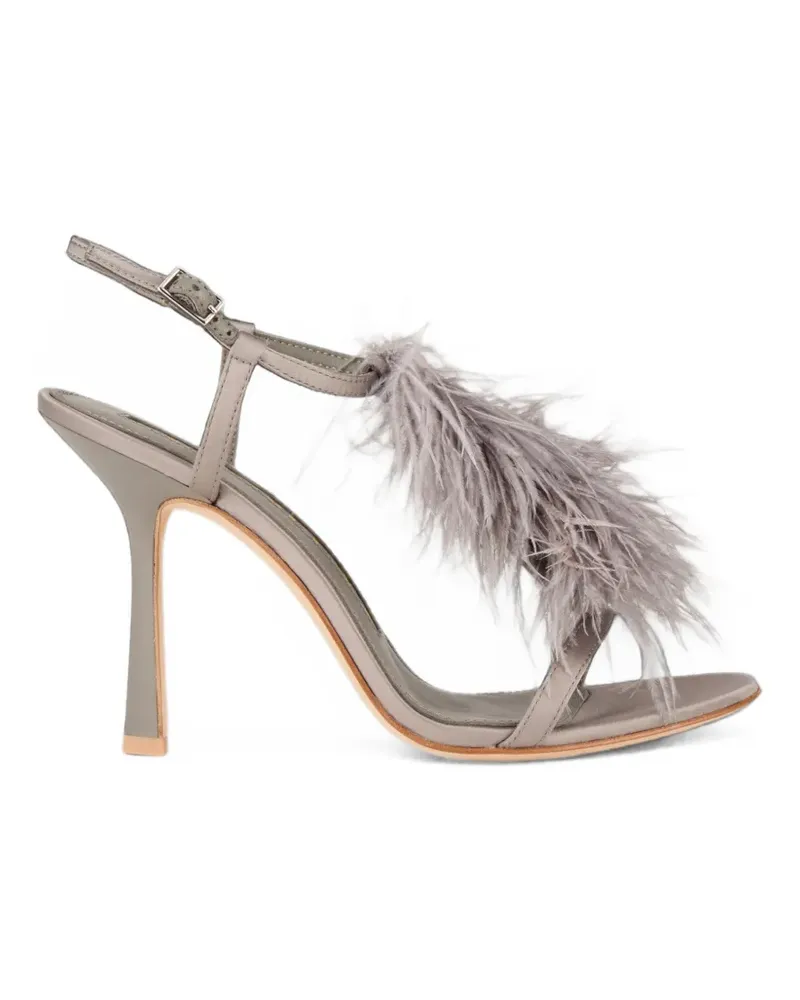Kat Maconie Faryal feather-embellished sandals - Grau Grau