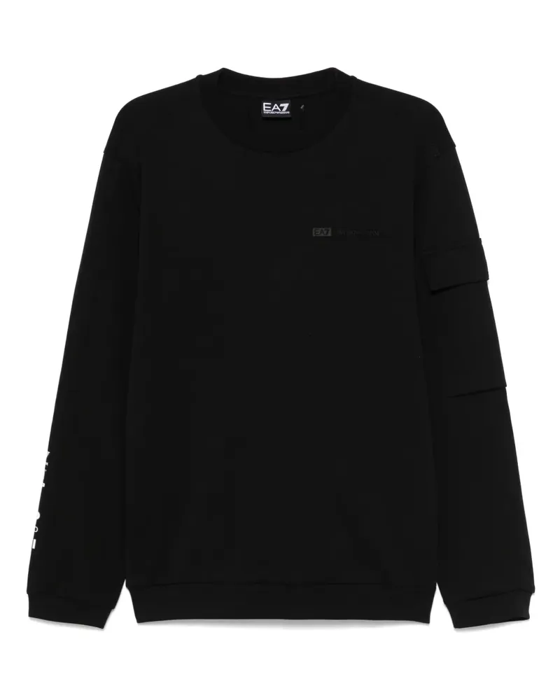 EA7 Sweatshirt mit gummiertem Logo-Print - Schwarz Schwarz