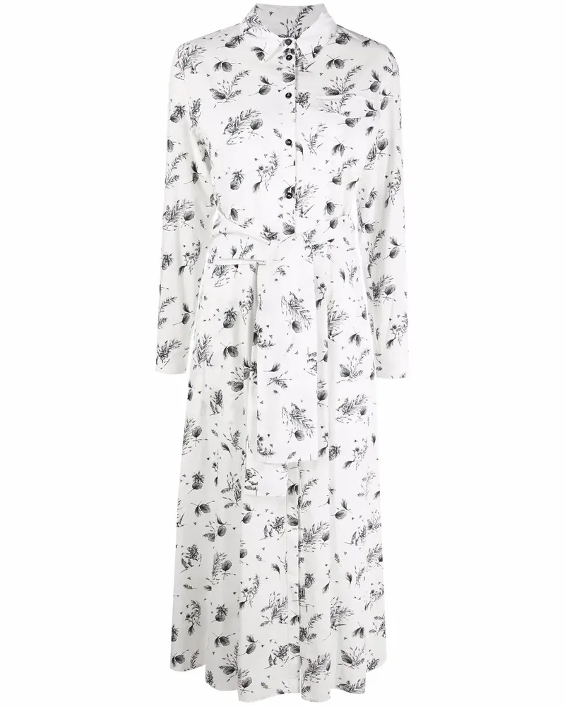 Woolrich Wilderness Hemdkleid mit Feder-Print - Weiß Weiß