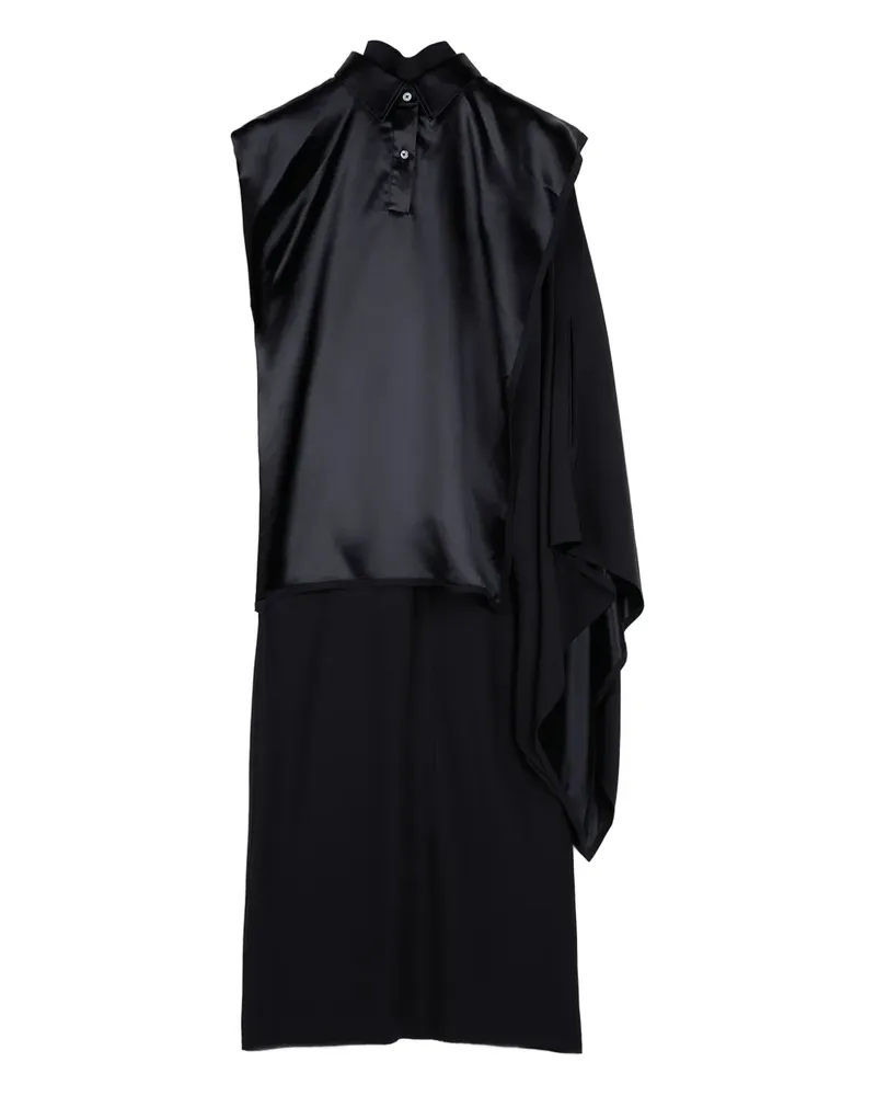 Ports 1961 Drapiertes Midikleid mit Satineinsatz - Schwarz Schwarz