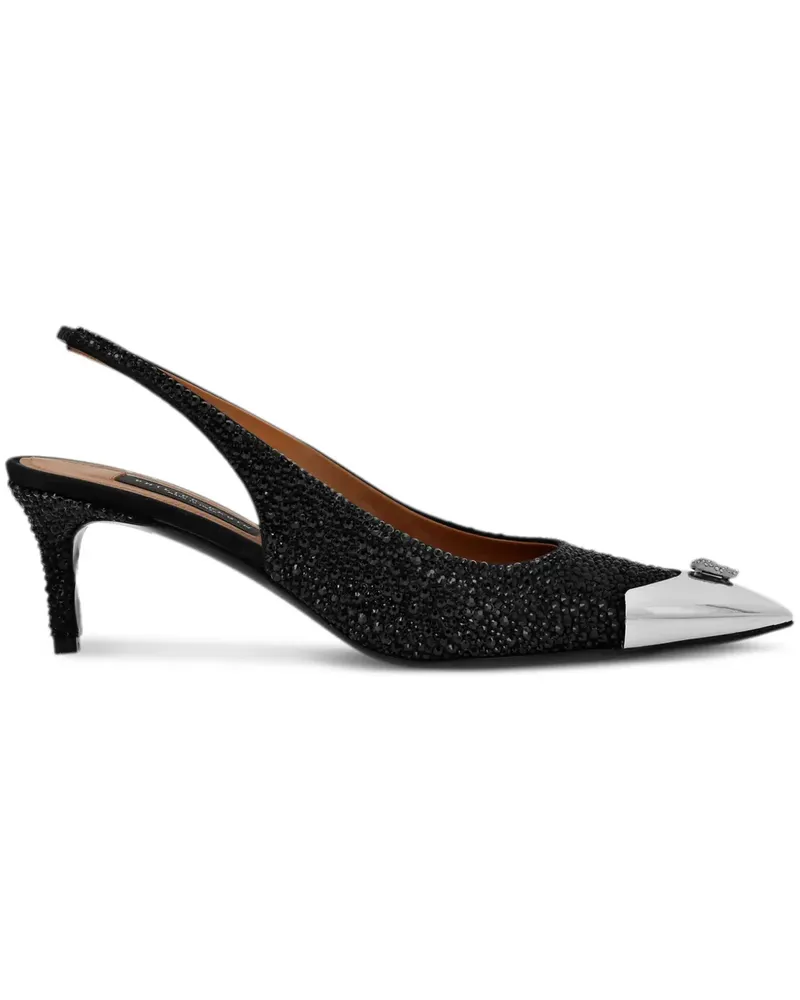 Philipp Plein Slingback-Pumps mit Strass 55mm - Schwarz Schwarz