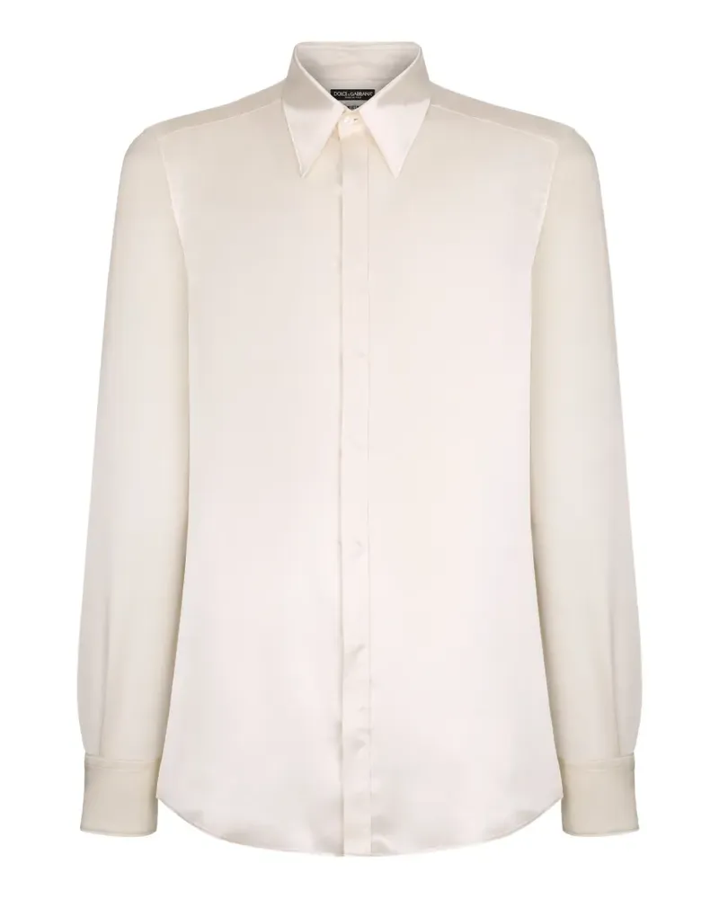 Dolce & Gabbana Hemd aus Seidensatin in Martini-Passform - Weiß Weiß