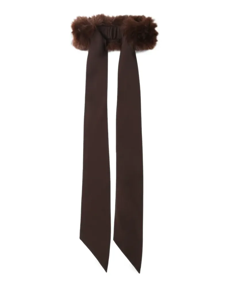 ANDAMANE Ana Stirnband aus Faux Fur mit Bindeband - Braun Braun