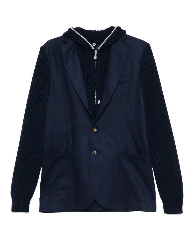 Eleventy Gerippte Kapuzenjacke - Blau Blau