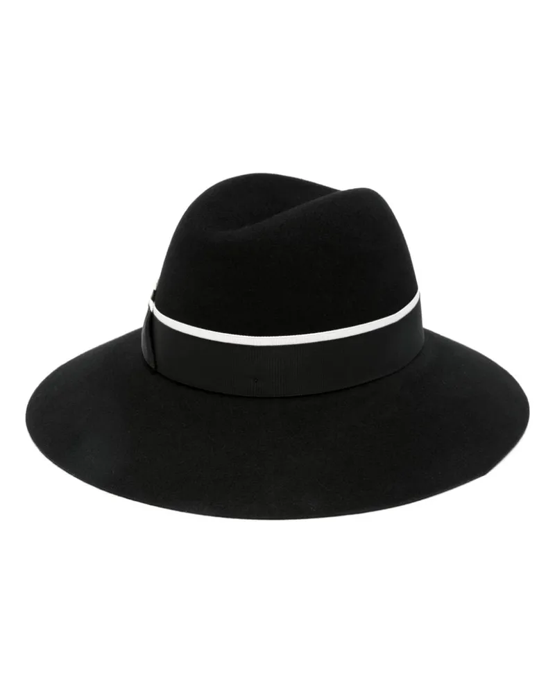 Borsalino Fedora mit Logo-Band - Schwarz Schwarz