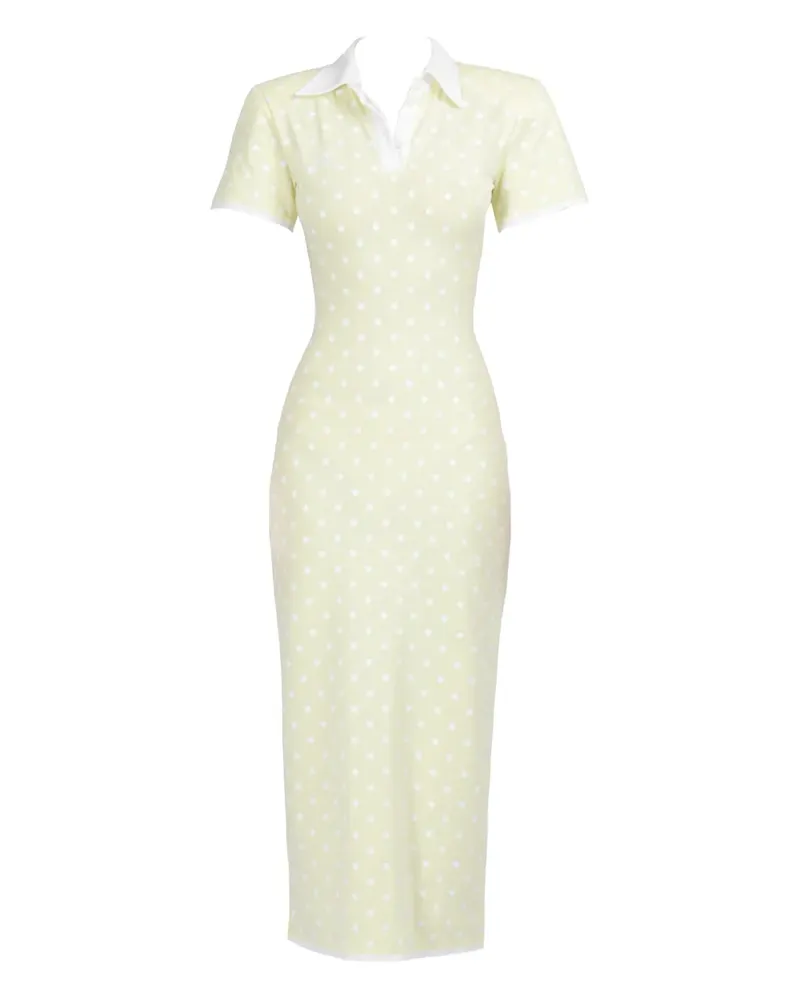 Rowen Rose Gepunktetes Midikleid - Gelb Gelb