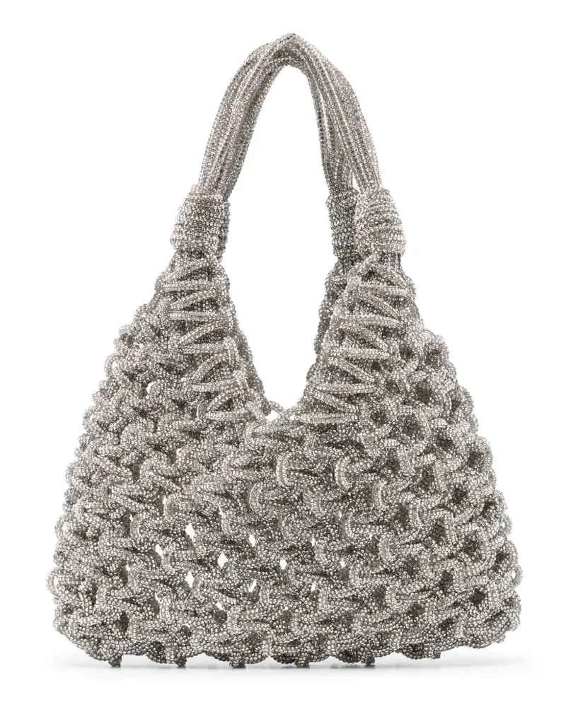 HIBOURAMA Kleine Schultertasche mit Kristallen - Silber Silber
