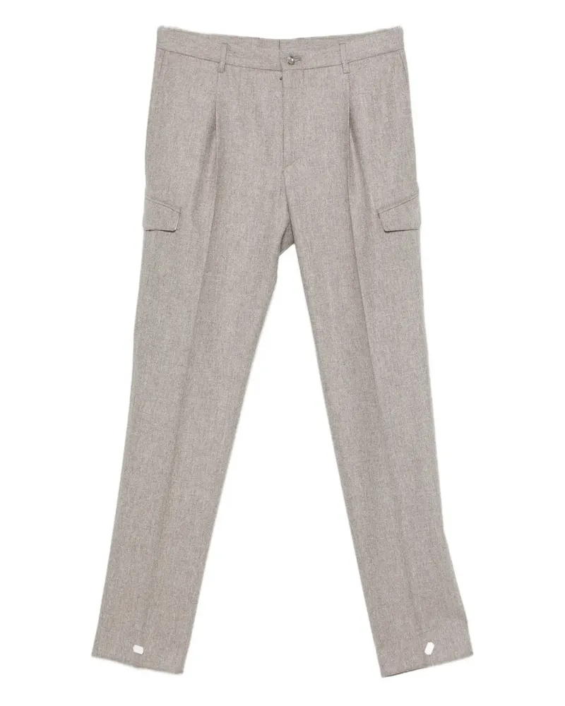 Tagliatore virgin wool pleated straight-leg trousers - Nude Nude