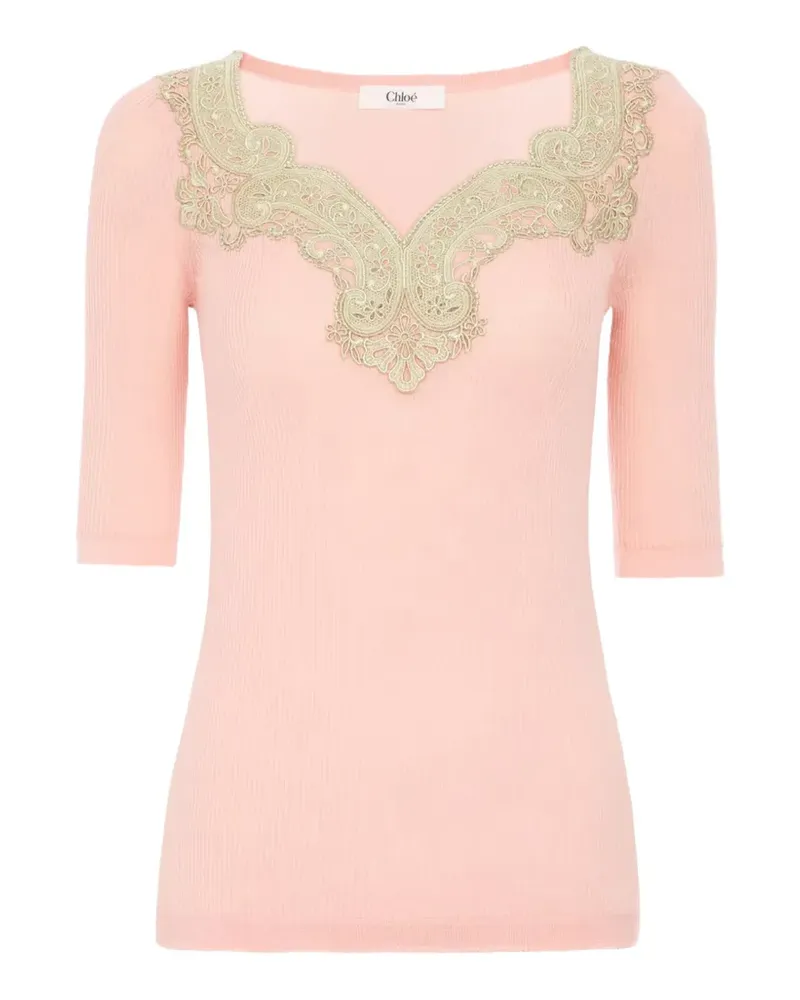 Chloé lace ribbed sweater - Rosa Rosa