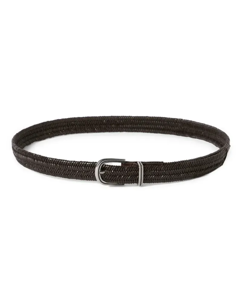 Brunello Cucinelli Ledergürtel mit Chevron-Effekt - Braun Braun