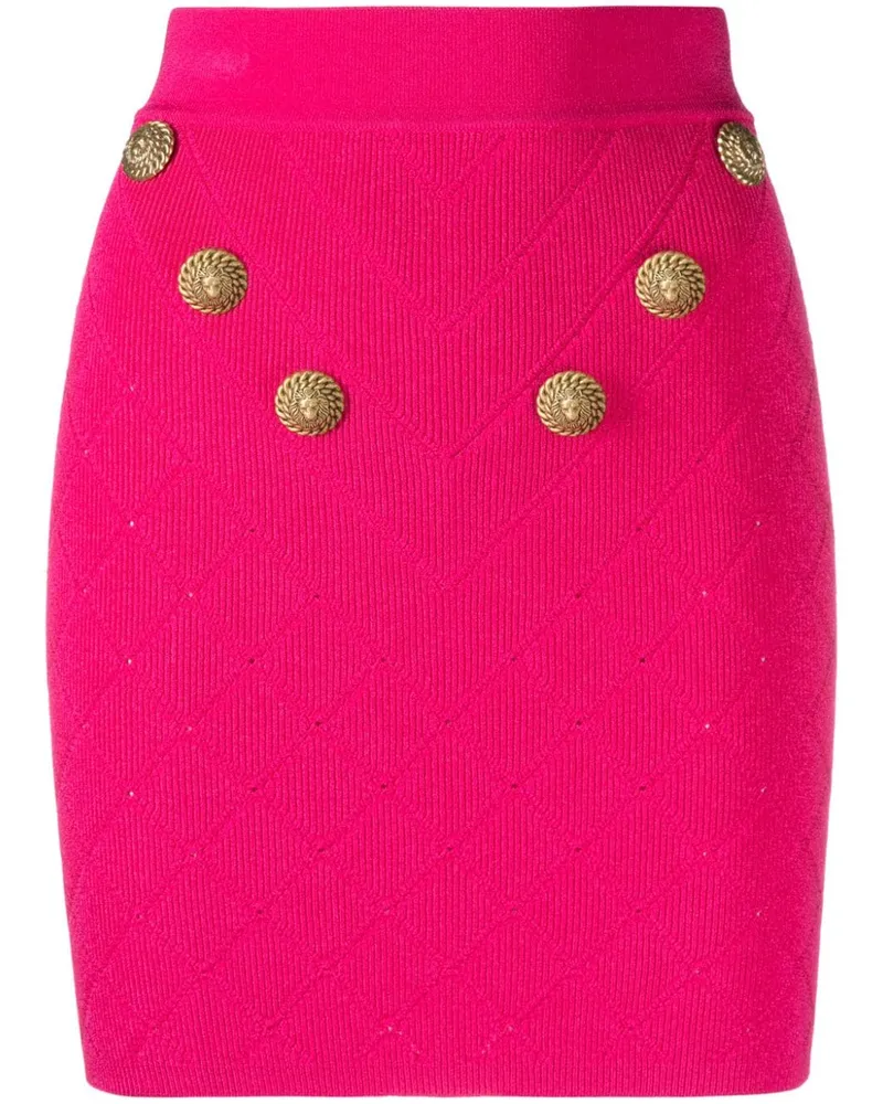 Balmain Gerippter Minirock Rosa