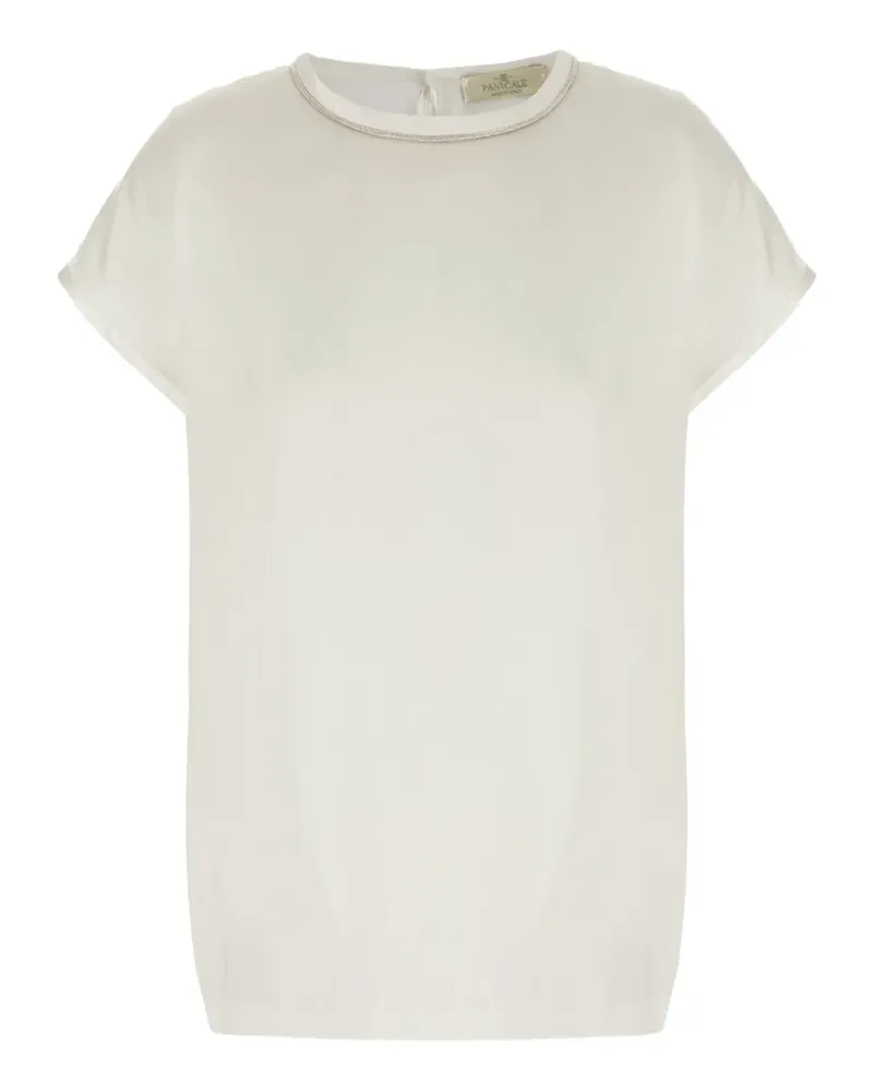 PANICALE Cashmere Seidenoberteil mit Perlen - Weiß Weiß