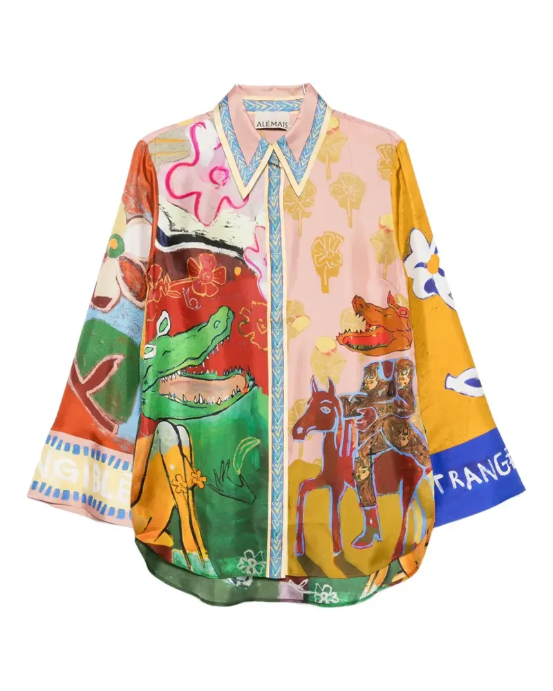 ALEMAIS Mlak graphic-print silk shirt - Grün Grün
