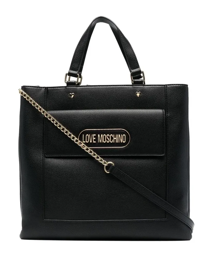 Moschino Shopper mit Logo-Schild - Schwarz Schwarz