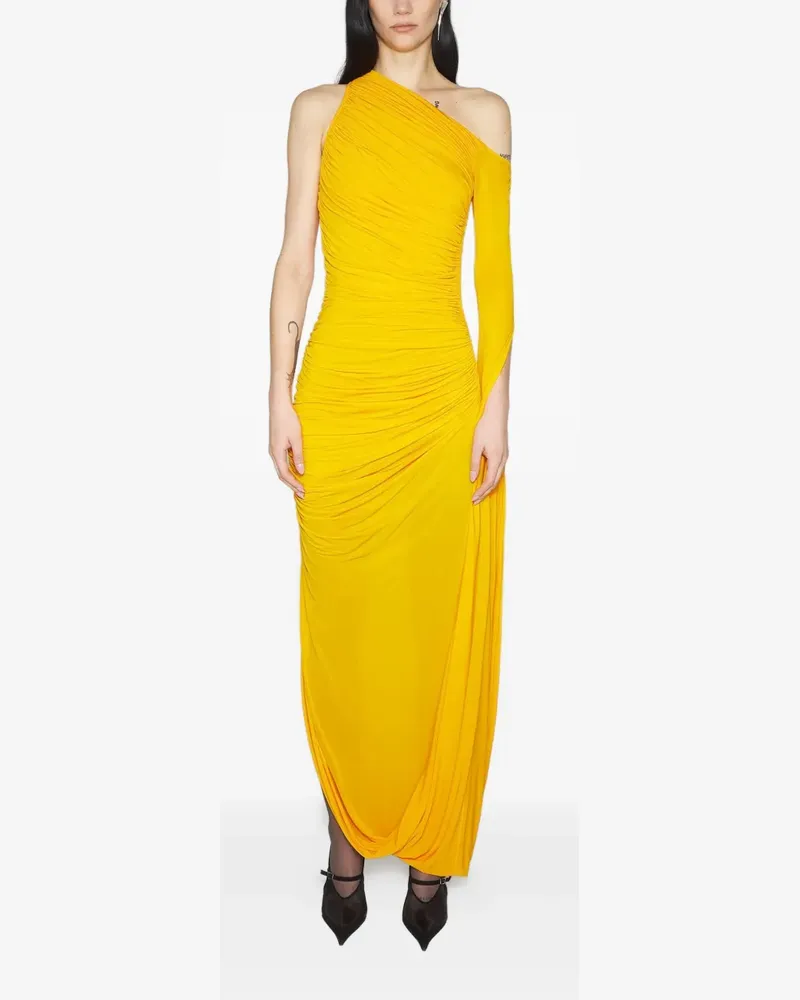 Thierry Mugler Drapierte One-Shoulder-Robe - Gelb Gelb