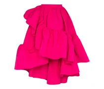 Asymmetrischer Rock mit Rüschen - Rosa