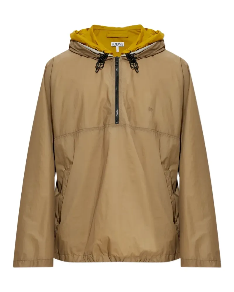 Loewe logo-embroidered quarter-zip hoodie - Nude Nude