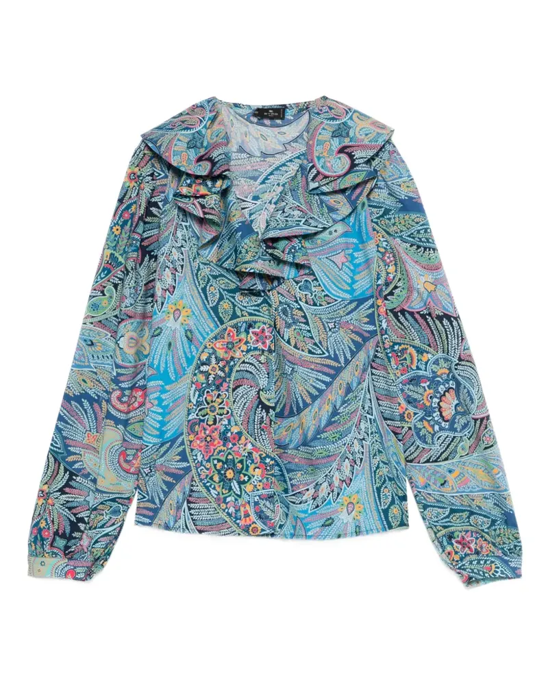 Etro ruffled floral shirt - Blau Blau