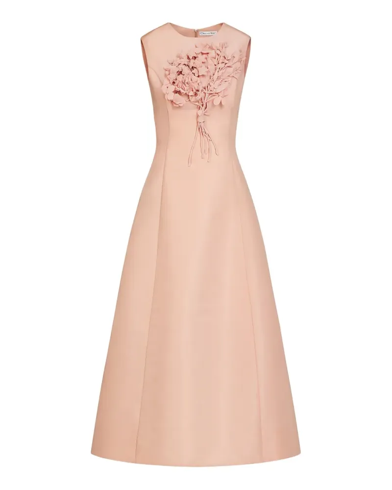 Oscar de la Renta Ärmelloses Midikleid mit Bouquet-Stickerei - Rosa Rosa