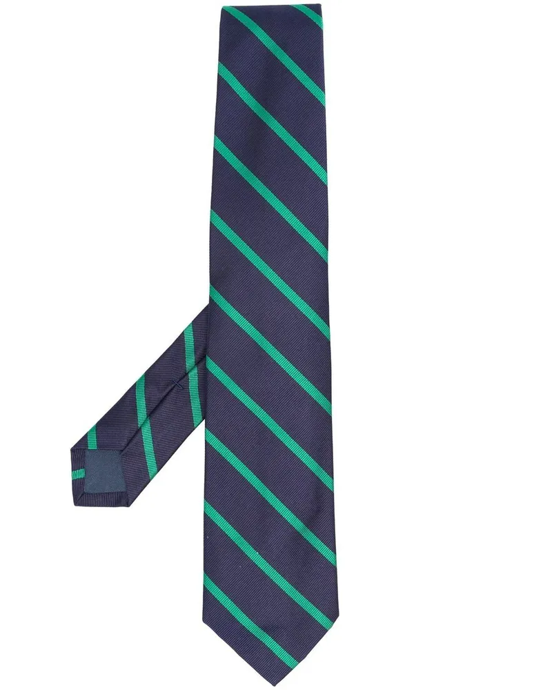 Ralph Lauren Seidenkrawatte mit diagonalen Streifen - Blau Blau