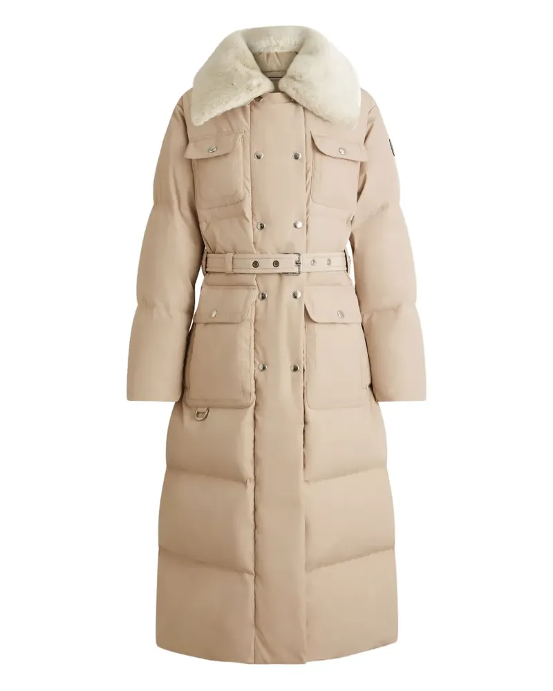 FUSALP Vlavi belted faux-fur collar coat - Nude Nude