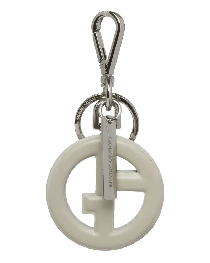 Giorgio Armani logo-plaque keyring - Nude Nude