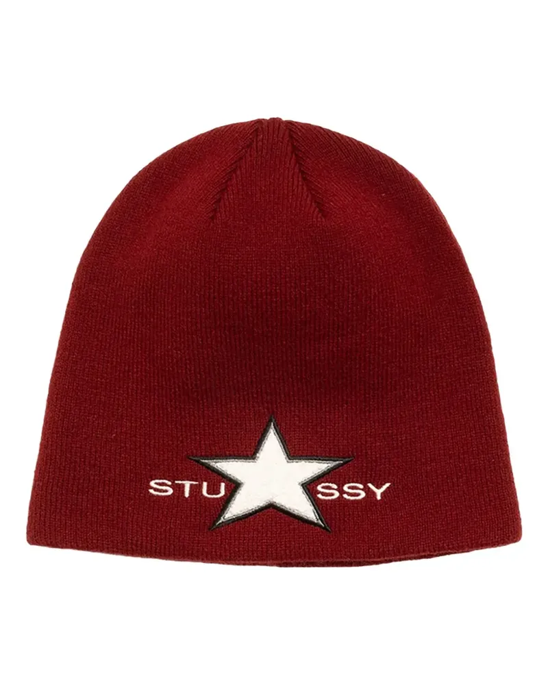 Stüssy star-motif beanie hat - Rot Rot