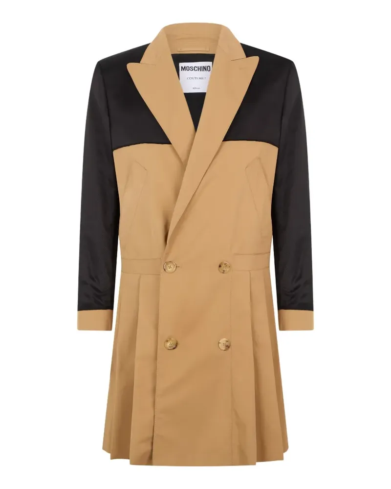 Moschino double-breasted pleated-design coat - Nude Nude