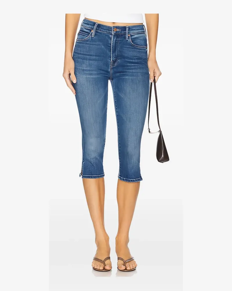 Mother Jeans-Shorts mit offenem Saum - Blau Blau