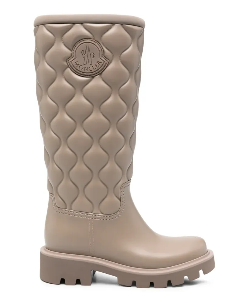 Moncler Gesteppte Stiefel mit Logo-Patch - Nude Nude