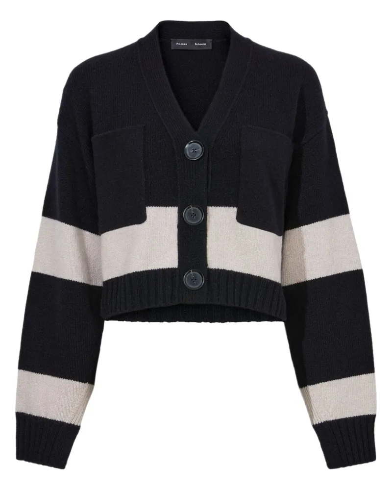 Proenza Schouler Gestreifter Sofia Cardigan - Schwarz Schwarz