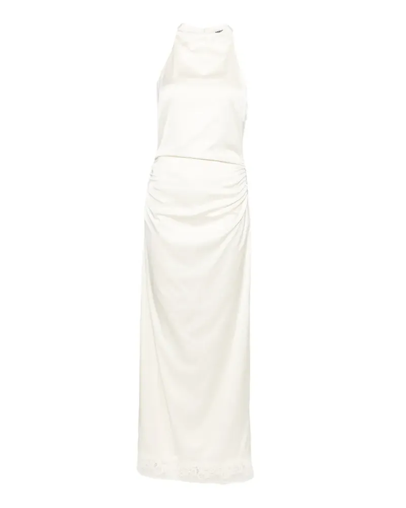 ROTATE Birger Christensen lace-trim ruched maxi dress - Nude Nude