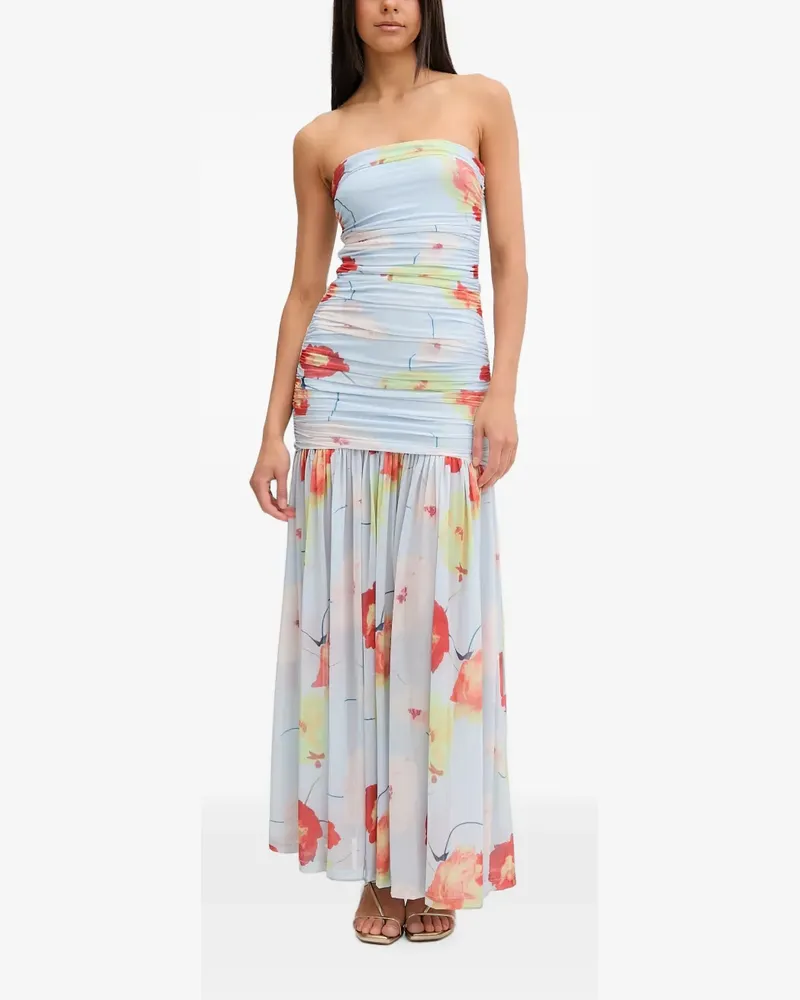 Bardot Solana floral-print ruched maxi dress - Blau Blau