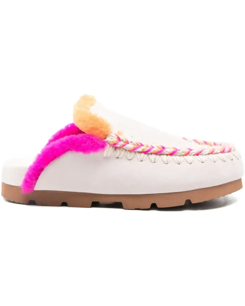 Mou Geflochtene Mules mit Pelzbesatz - Nude Nude