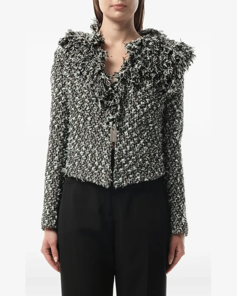 Lanvin Tweed-Jacke mit Fransen - Schwarz Schwarz
