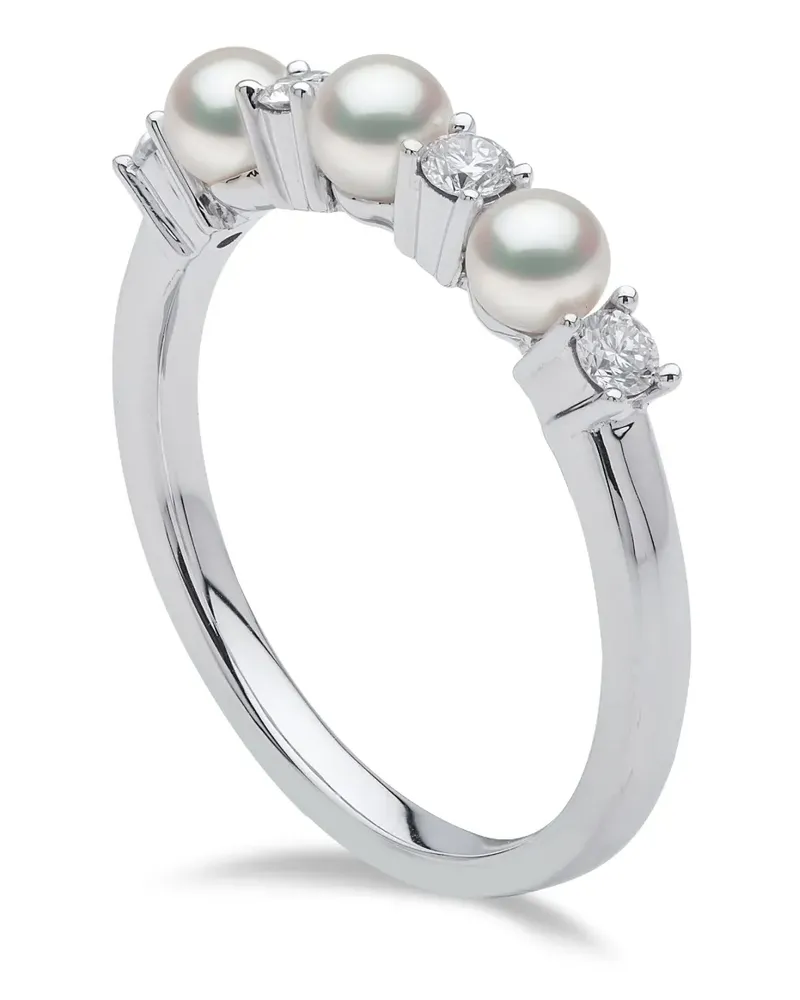 YOKO London 18kt Eclipse Weißgoldring mit Akoya-Perlen und Diamanten - Silber Silber