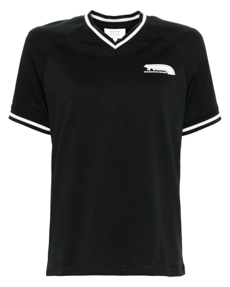 Kitsuné Flash Fox T-Shirt aus Raglangemisch - Schwarz Schwarz