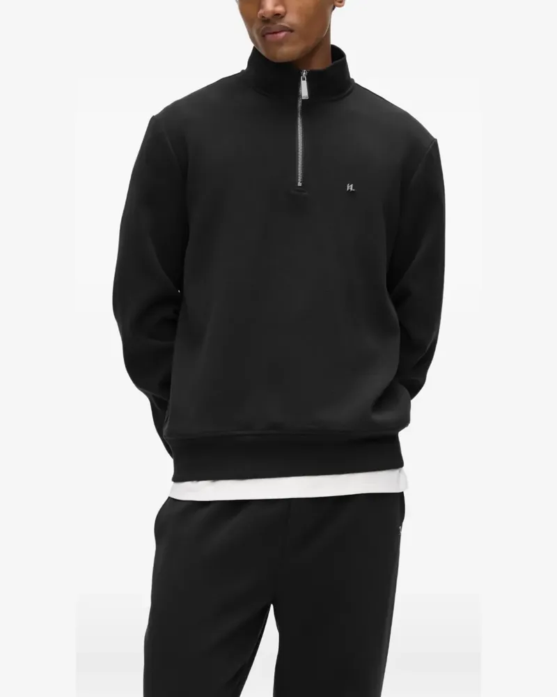 Karl Lagerfeld Sweatshirt mit Viertelreißverschluss und Logo - Schwarz Schwarz