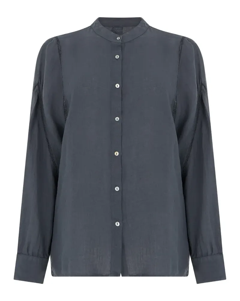 120% Lino collarless long-sleeve shirt - Grau Grau